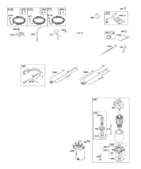 A - Generatore, fascio cavi, motorino di avviamento, accensione B&S - 40 €¦ 401577-0130-B1 brand Stihl